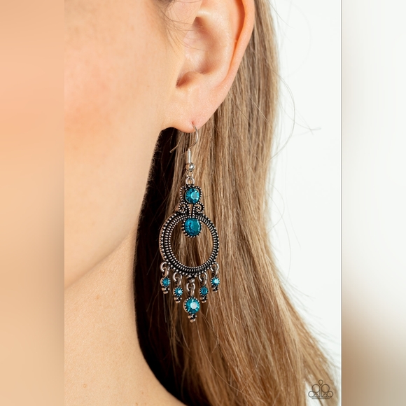 Palace Politics Blue EARRINGS SILVER - Picture 2 of 2